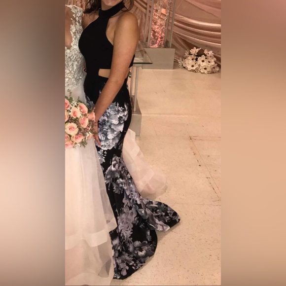 Floral Mermaid Prom Dress - Picture 5 of 12